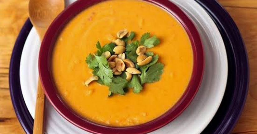 Curried sweet potato and peanut soup