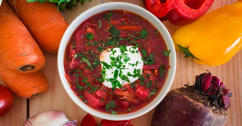 Hearty vegan borscht Beet soup