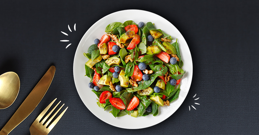 Strawberry Spinach Salad with Avocado and Walnuts