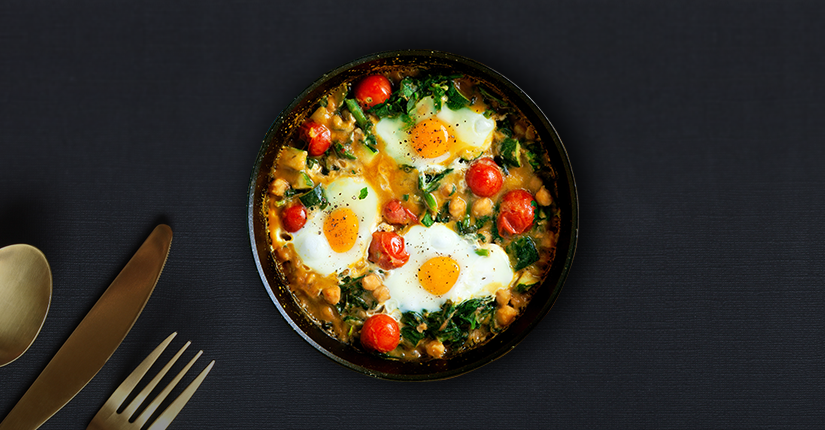 Tomatoey Eggs with Chickpeas and Spinach