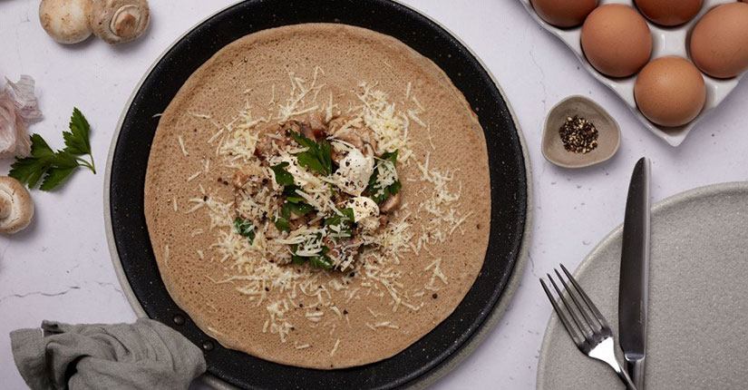 Mushroom stuffed Buckwheat Pancakes