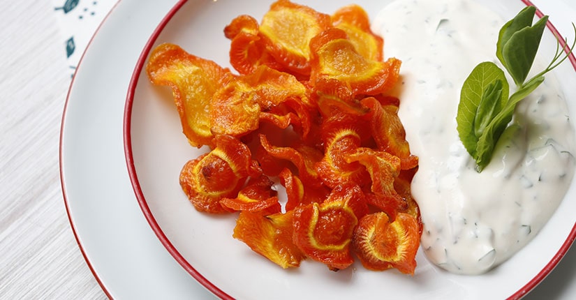 Carrot Chips with Yogurt Dip