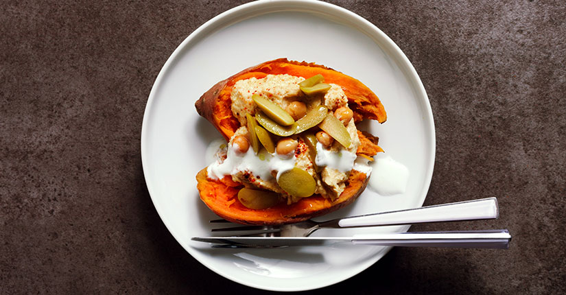 Hummus Stuffed Sweet Potato