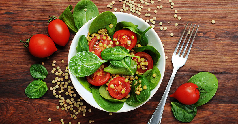 Spinach and Brown Lentil Salad