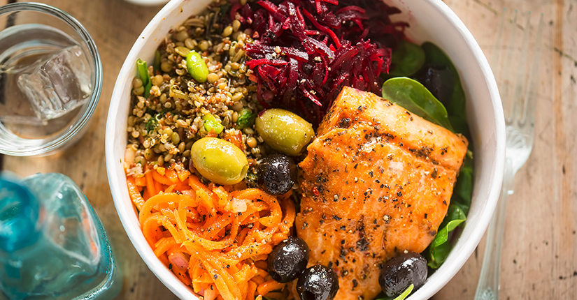 Quinoa and Lentil Salmon Salad