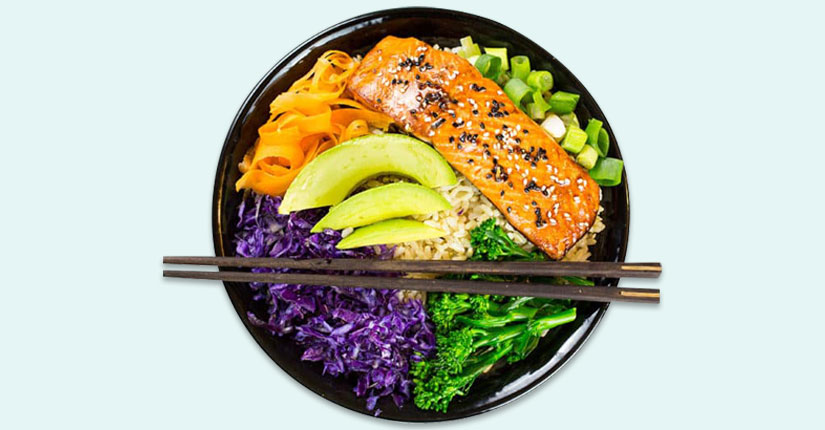 Wild salmon veggie bowl