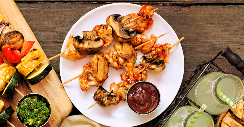 Potato Mushroom Kebabs