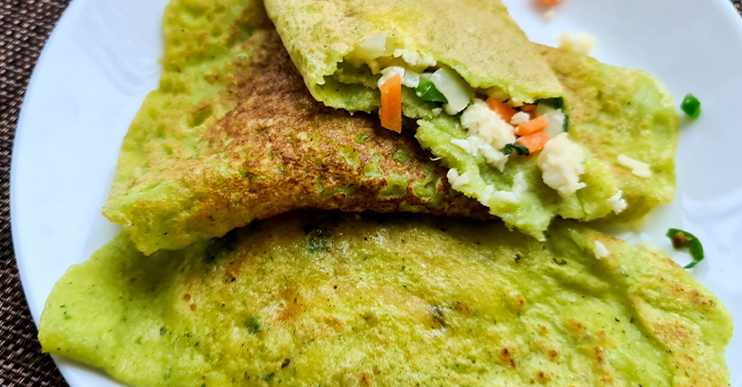 Green Moong Chila stuffed with soya granules