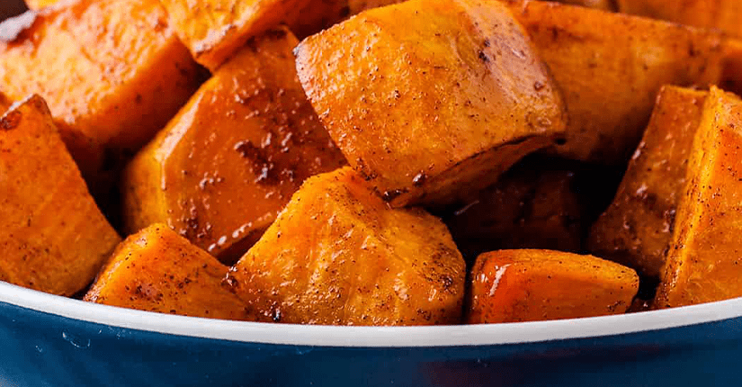 HONEY CINNAMON ROASTED SWEET POTATO CUBES: