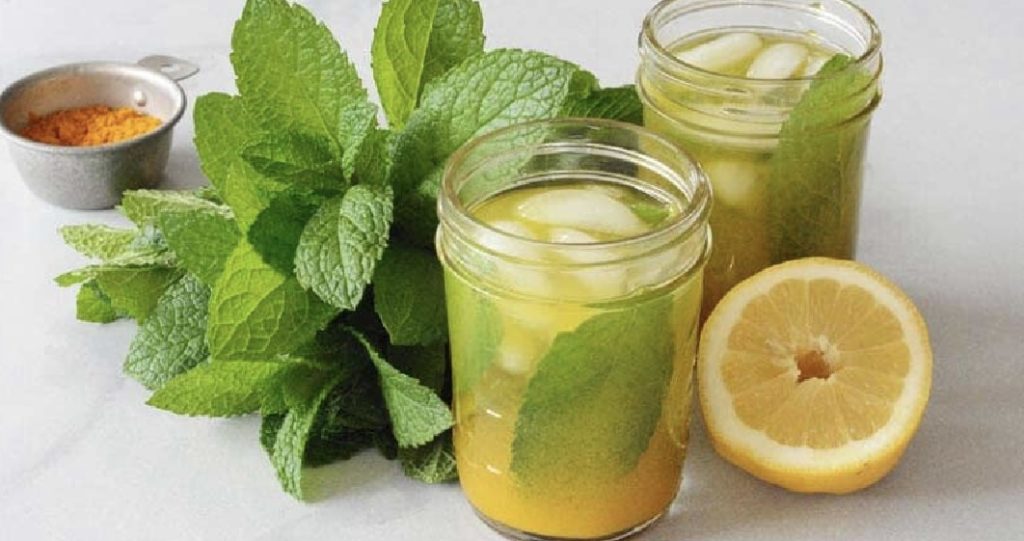 Turmeric Coconut Water with Lemon and Mint